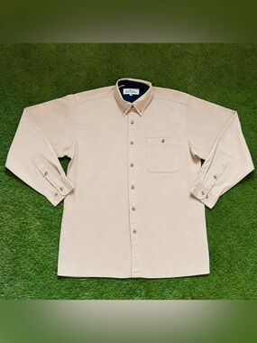 Jason Alexander Men’s Beige Button Down Oxford Shirt Medium